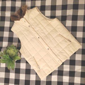 LAUREN RALPH LAUREN Quilted Vest Faux Fur Collar